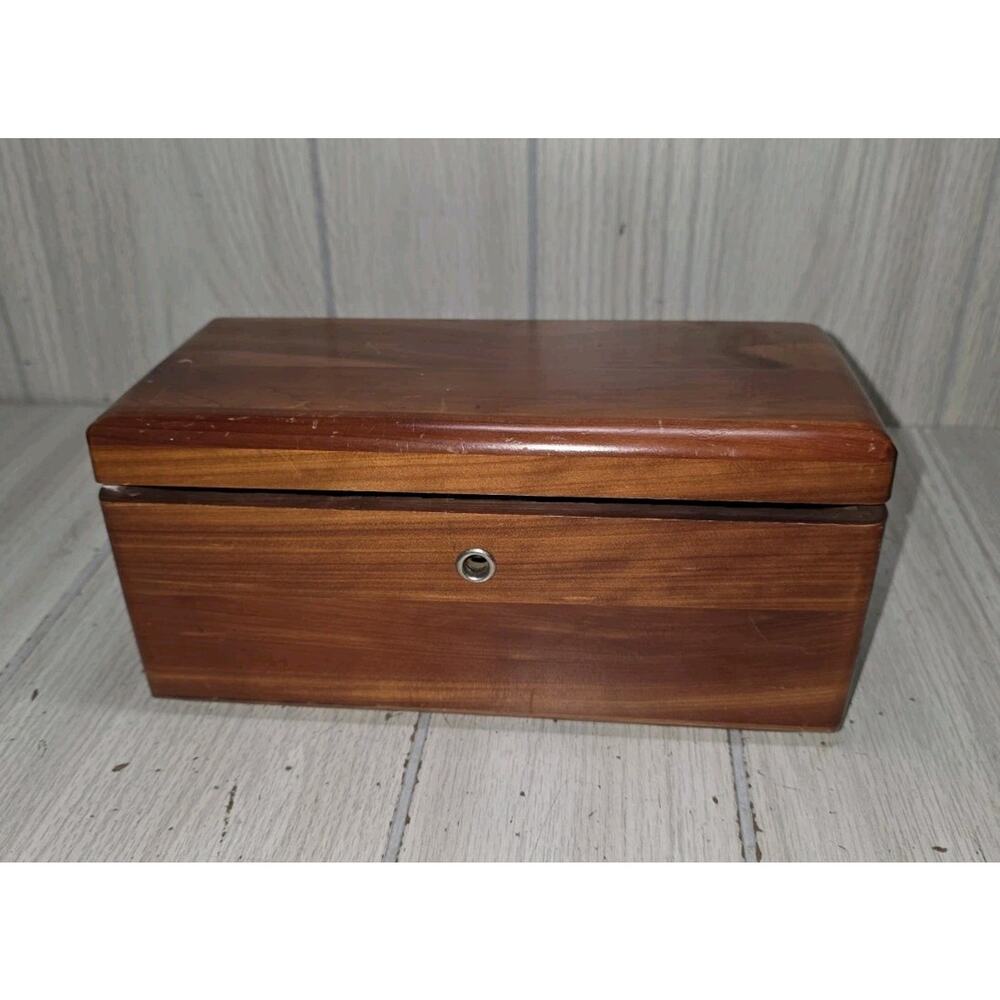 Vintage Mini Lane Wood Cedar Chest Jewelry Box Trinket The Lake Co. MCM NO KEY